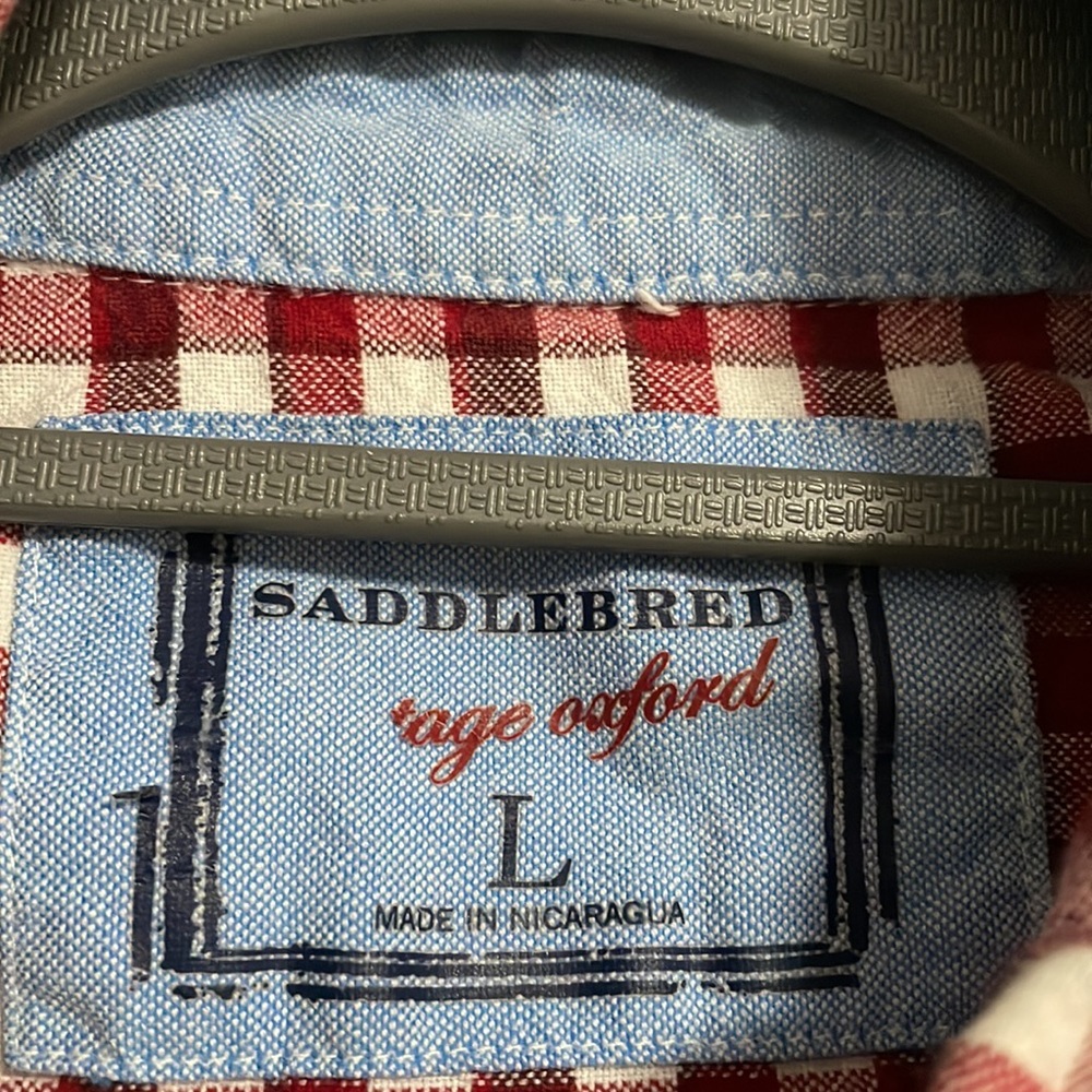 Cute saddlebred red and white plaid shirt